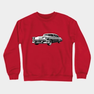 Retrofuturistic car on Red Background Crewneck Sweatshirt